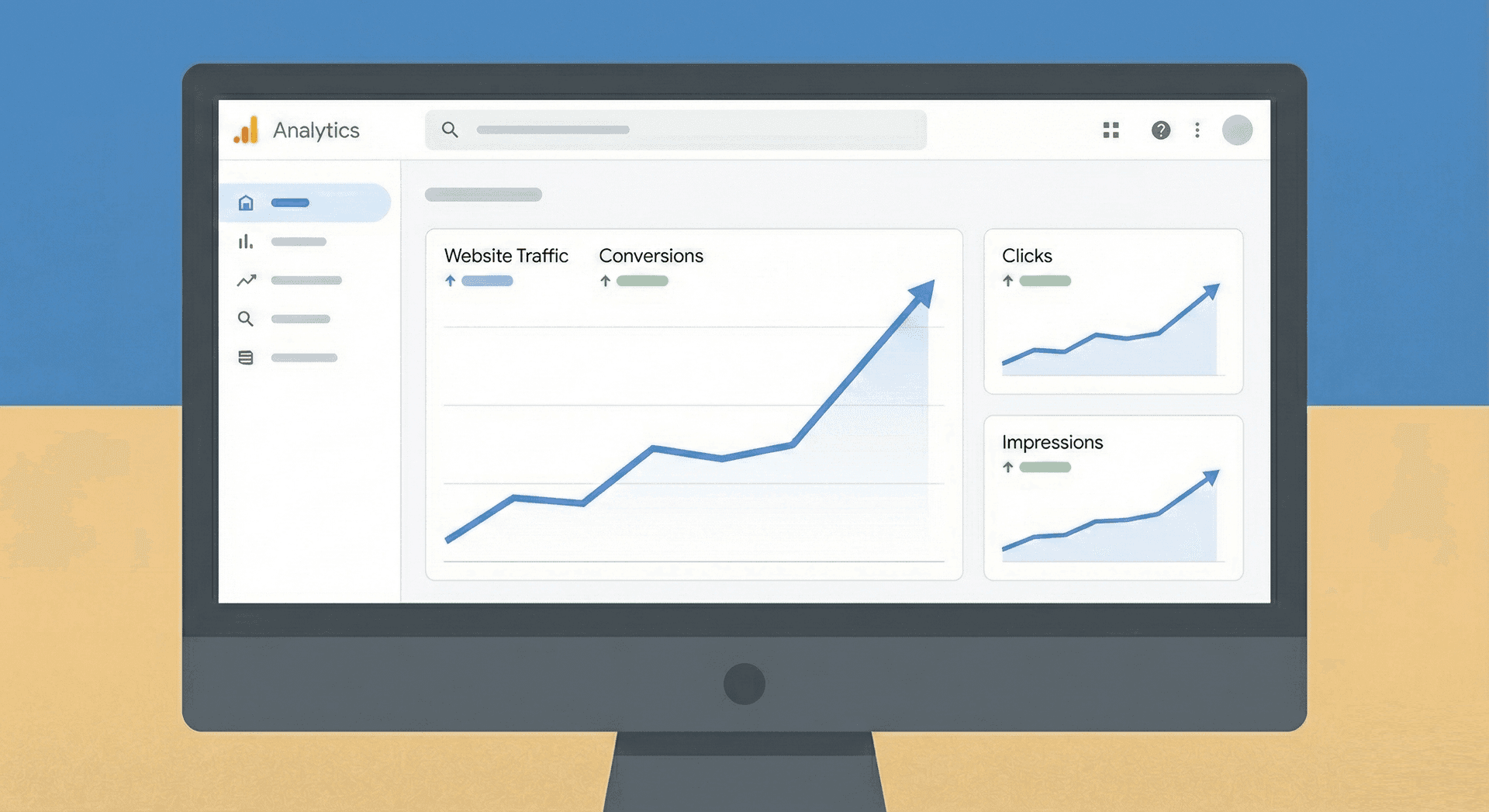 This image shows a dashboard with positive trends in traffic and conversions, proving the effectiveness of the SEM campaign.